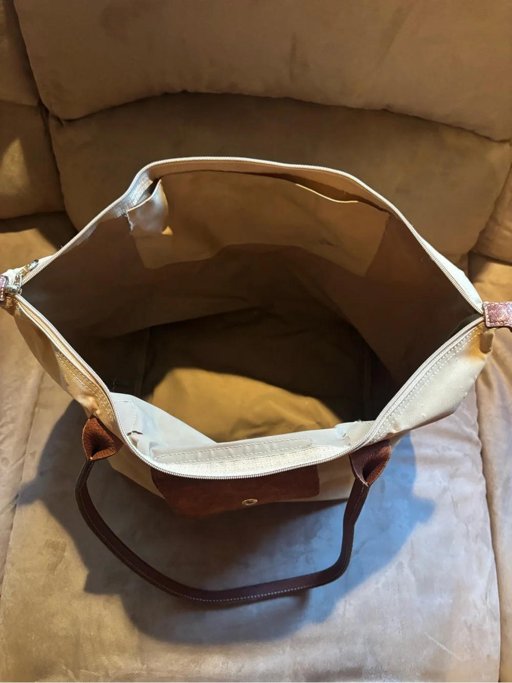 Longchamp Large Le Pliage Tote (Fawn with brown trim & gold hardware)